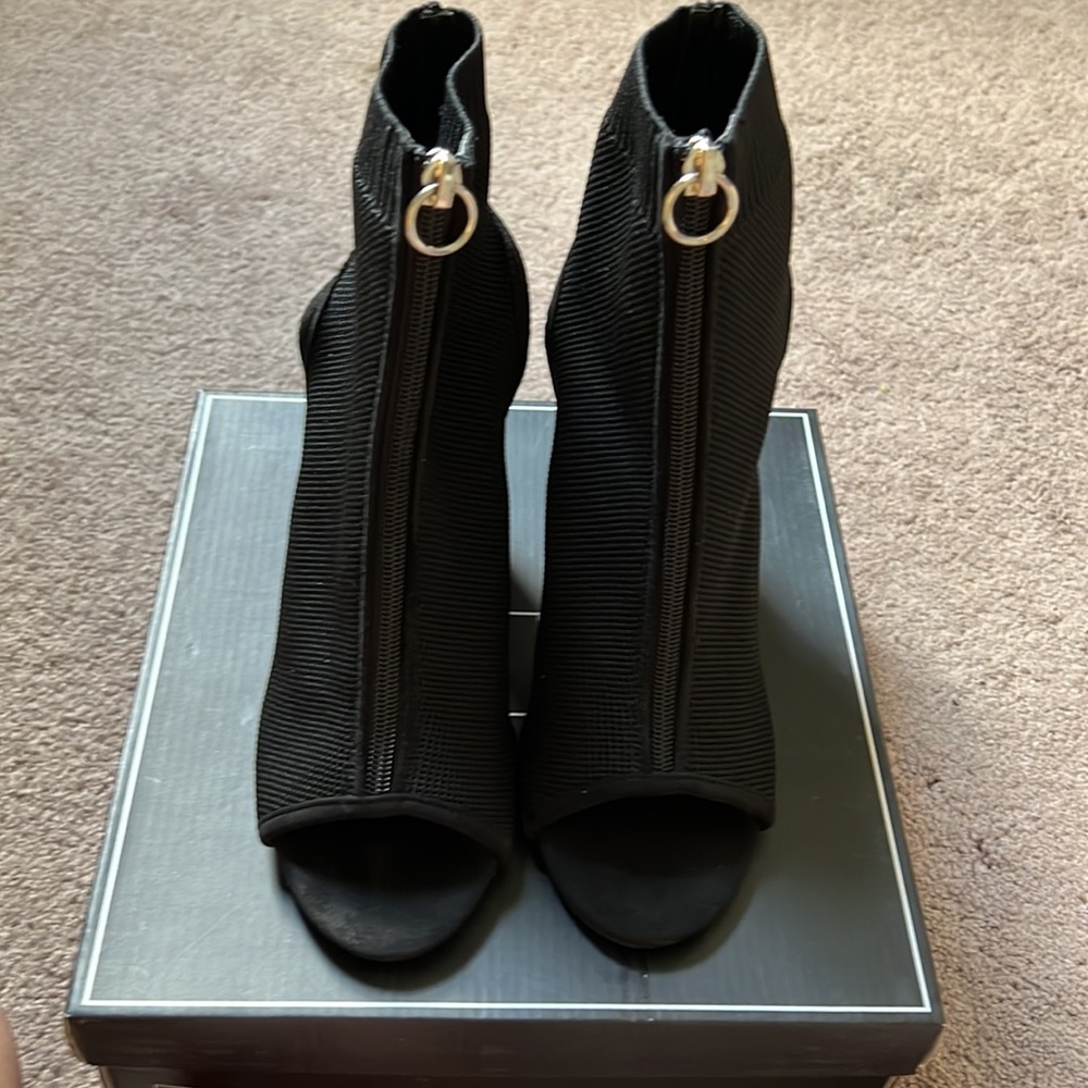 MIA Black Knit Heel Sandal Boot